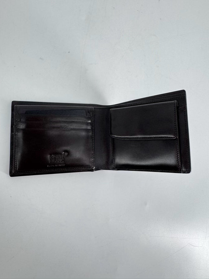 MONT BLANC Black & Brown Embossed Leather Wallet NWT
