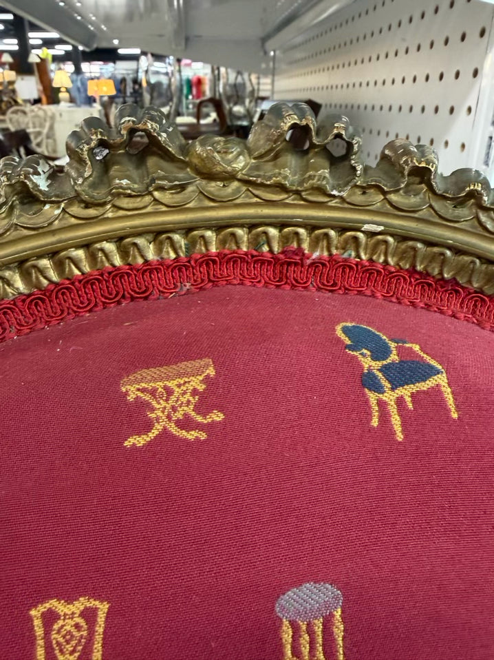 Gold French Chair w/ Red Fabric