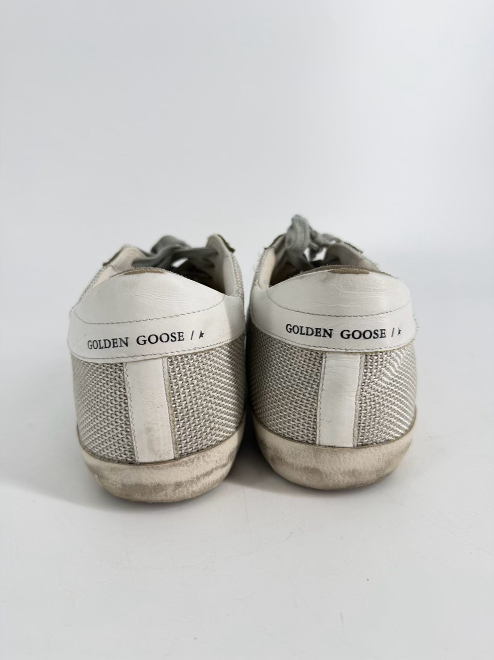 GOLDEN GOOSE Size 45 Olive & Cream Leather Sneakers