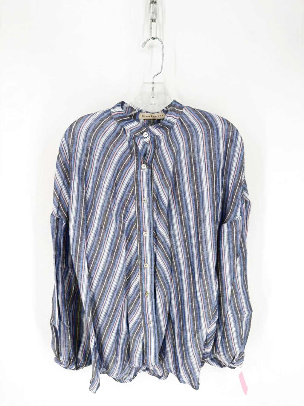 CLARAMONTE Size S/M Blue, White & Pink Stripe Blouse