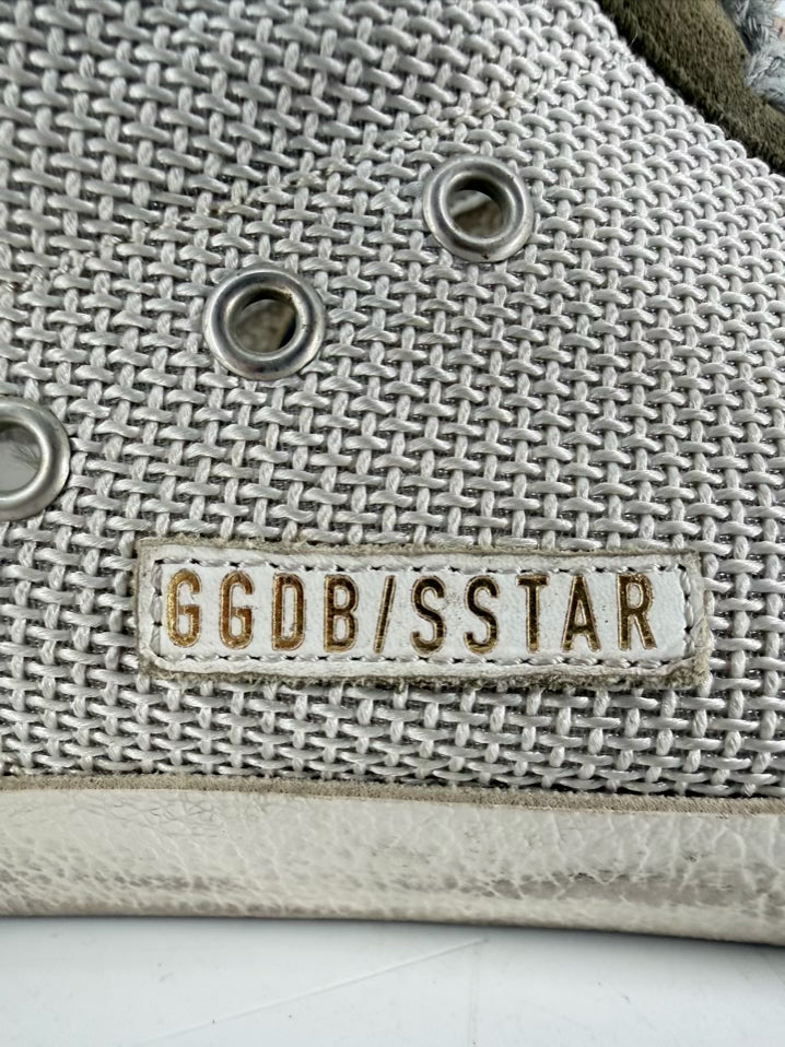 GOLDEN GOOSE Size 45 Olive & Cream Leather Sneakers
