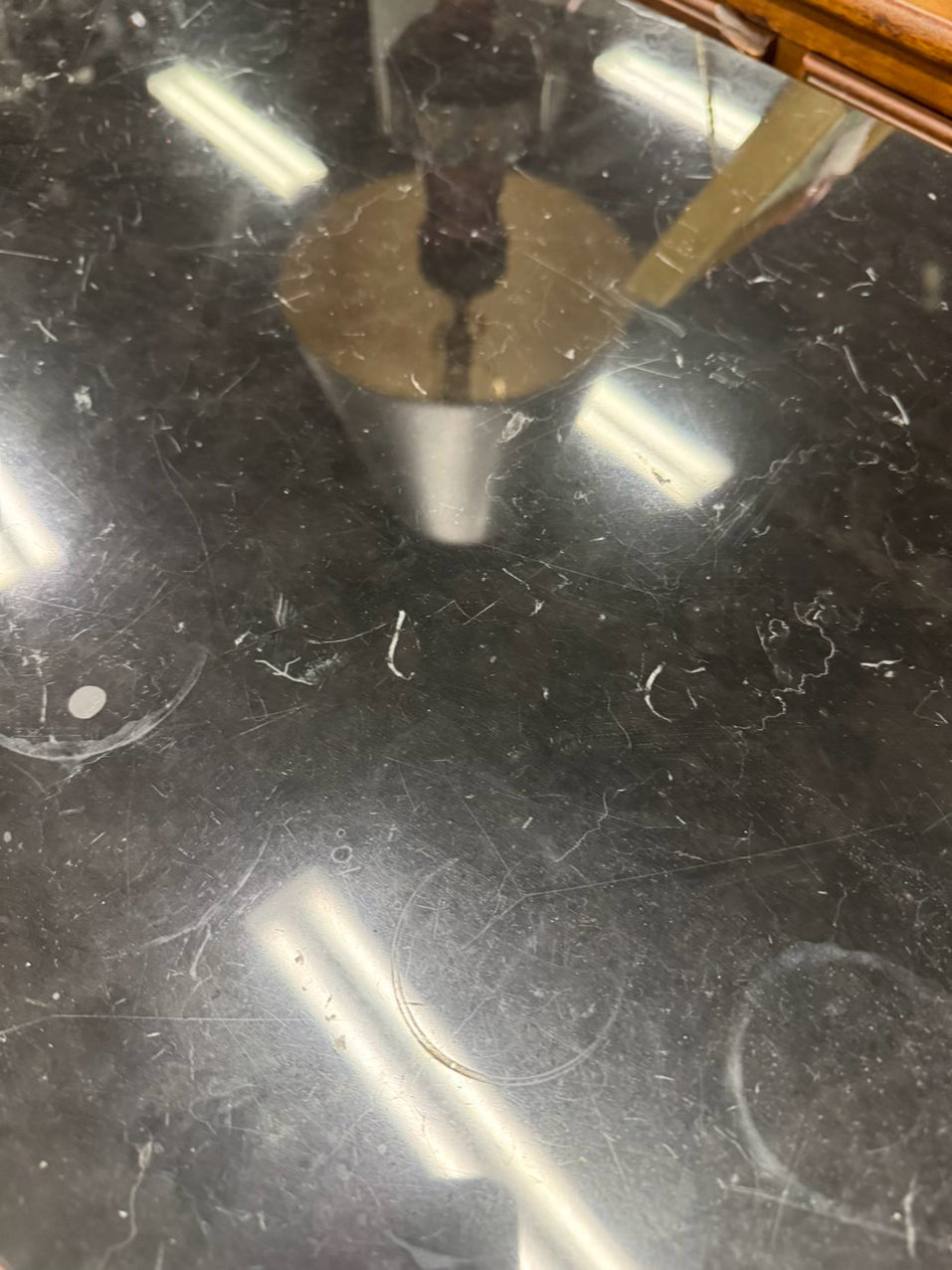 THOMASVILLE Wood Bow Front Credenza w/ Black Stone Top