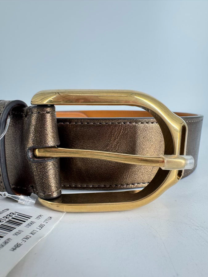 RALPH LAUREN M Leather Metallic Copper Belt NWT