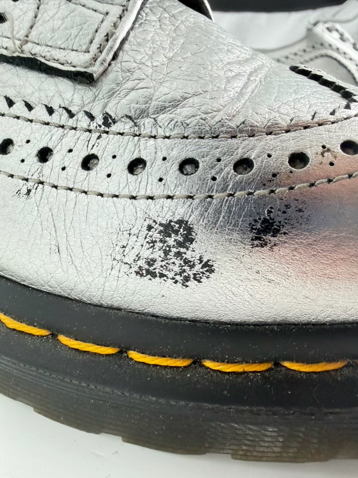 DR MARTENS Size 42 Silver Leather Casual Shoes