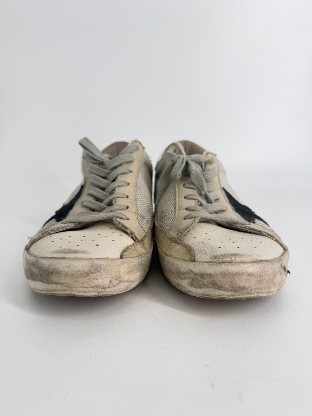GOLDEN GOOSE Size 46 Gray Leather Sneakers