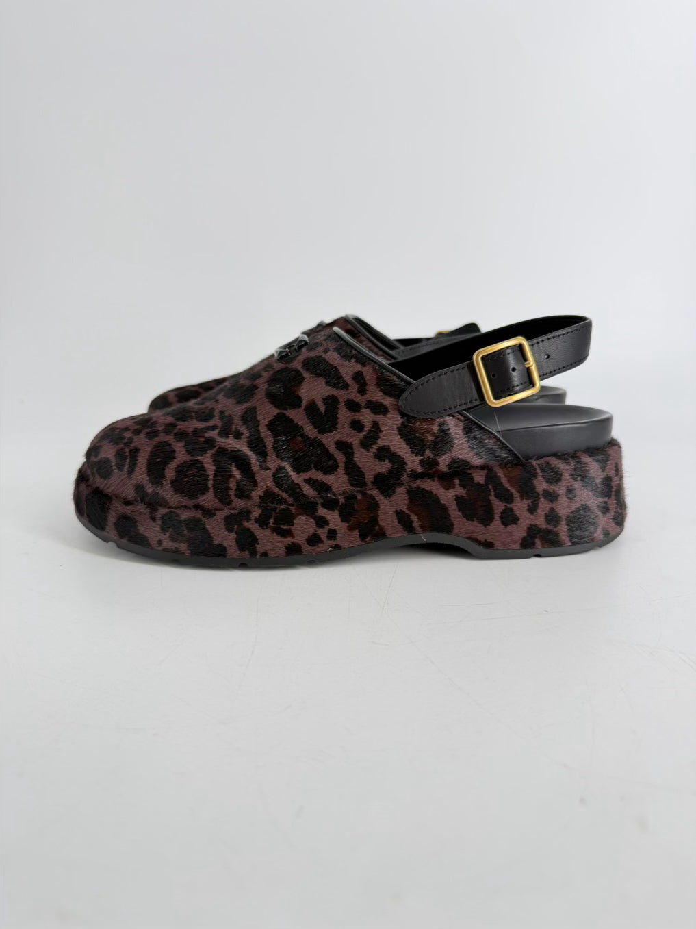 COACH Size 9 Mauve & Black Animal Print Mules