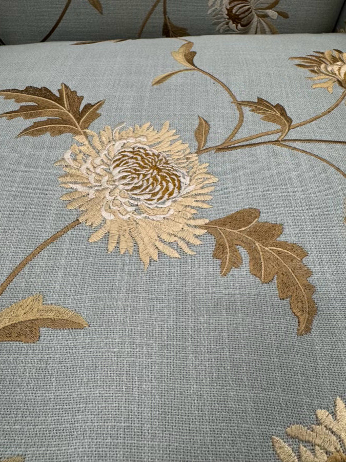TAYLOR KING Cream & Blue Floral Upholstered French Pair of Chairs