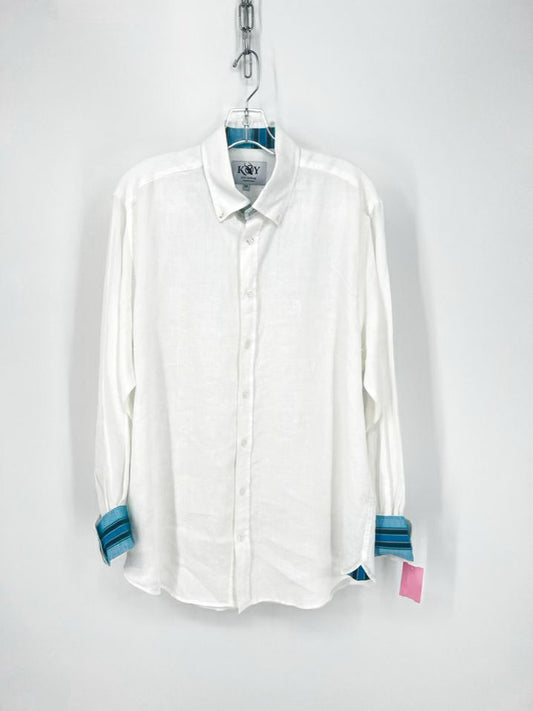 KOY Size XL White Linen Long Sleeve Shirt