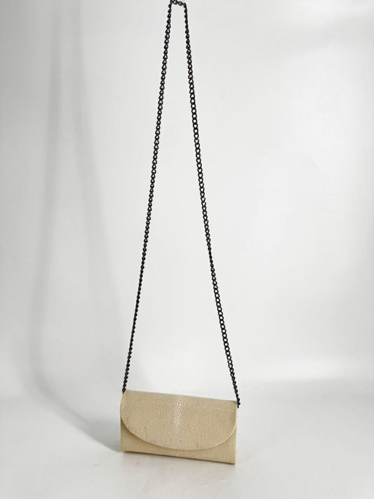 J. MARKELL Cream Leather Stingray Print Crossbody Bag