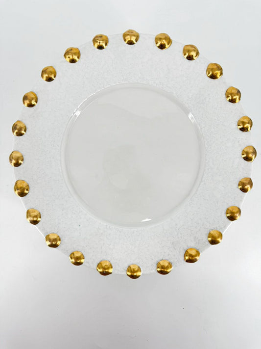 VIETRI White & Gold Palladio Gold Dots Set of 10 Chargers