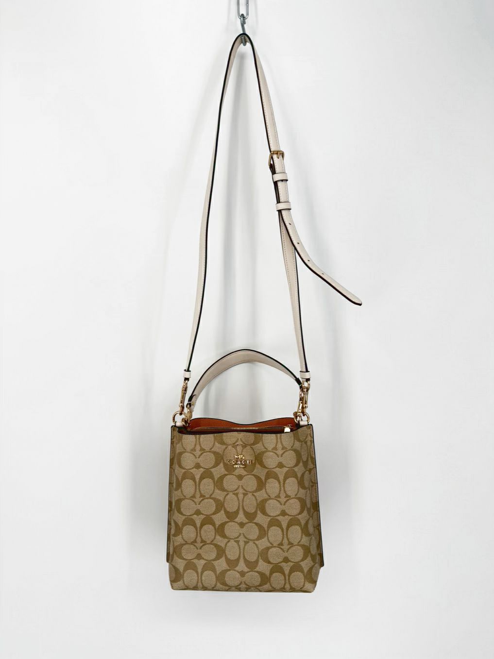 COACH Beige Coated Canvas Monogram Purse