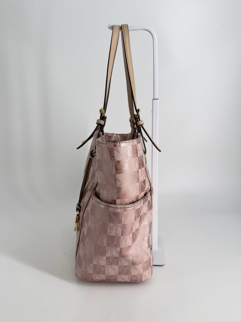 MICHAEL KORS Pink Metallic Monogram Purse
