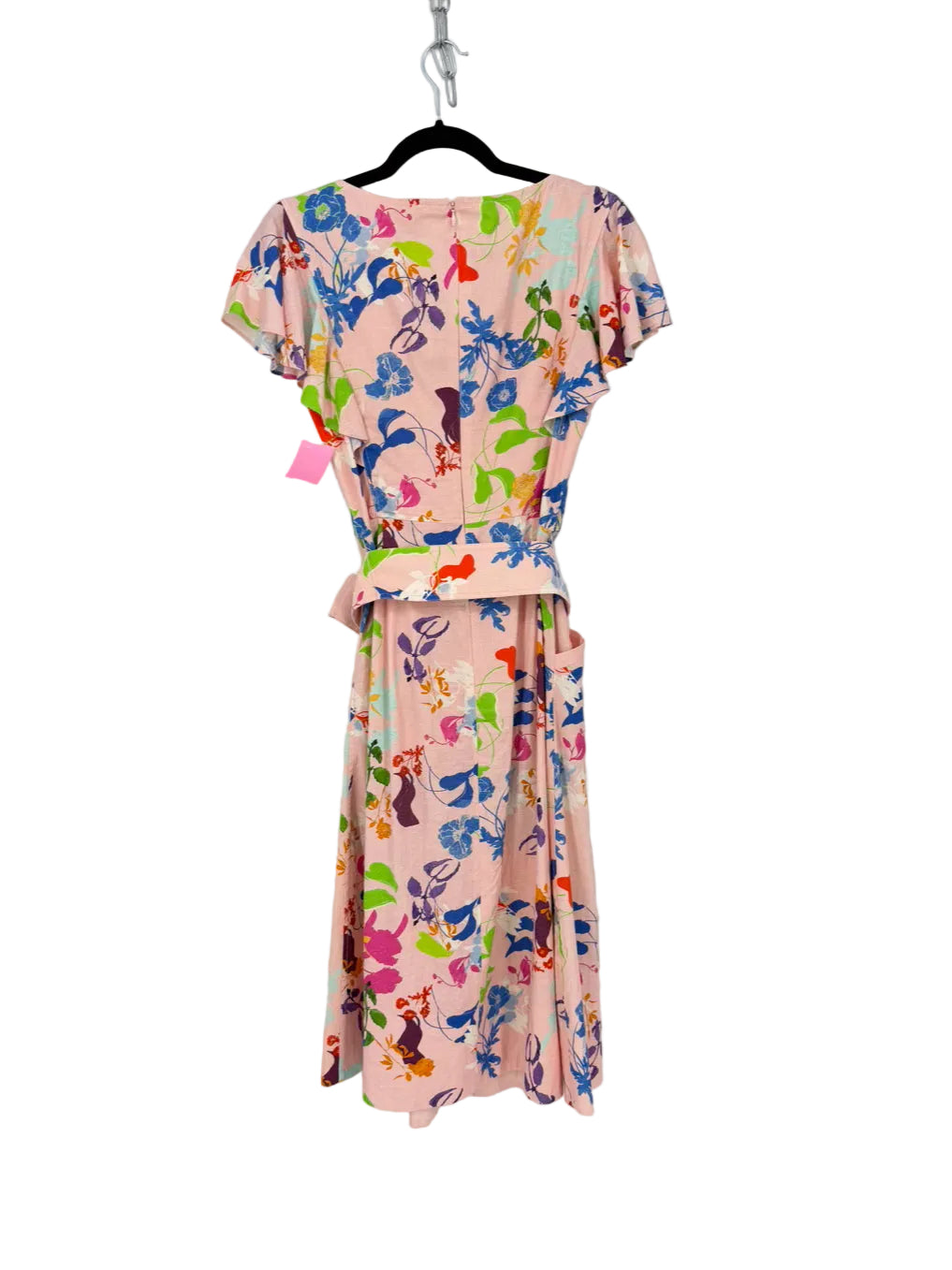 TANYA TAYLOR Size Wmn's 6 Peach Linen Blend Belted Floral Midi-Dress