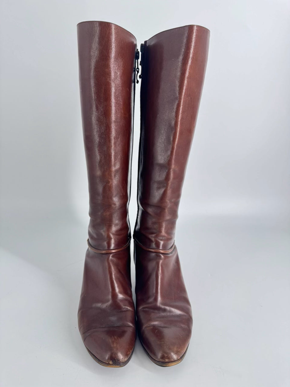 SALVATORE FERRAGAMO Size 9 Chestnut Leather Boots