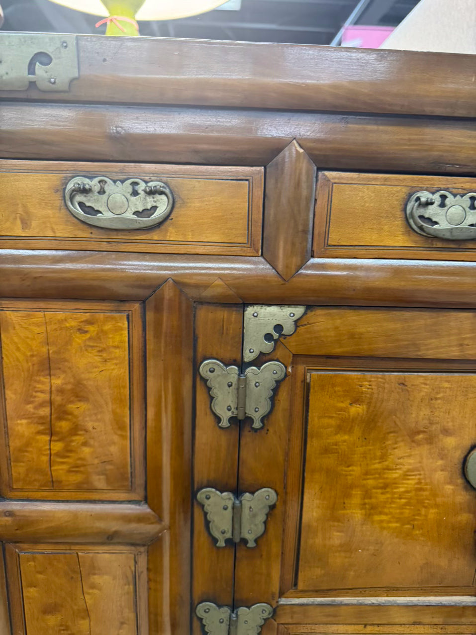 Wood & Brass Butterfly Detail Cabinet