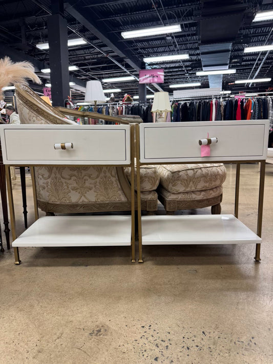 GABBY HOME White & Gold Handles Pair of End Tables