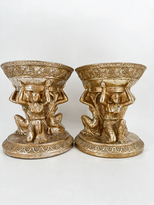 Gold Greek Figures Pair of Centerpieces