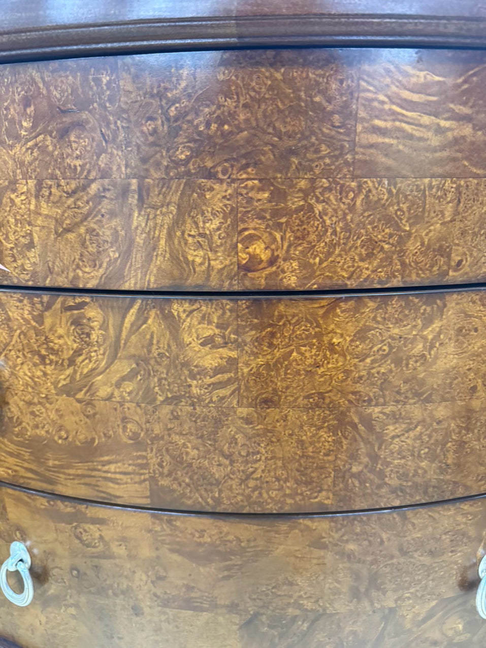 THOMASVILLE Wood Bow Front Credenza w/ Black Stone Top