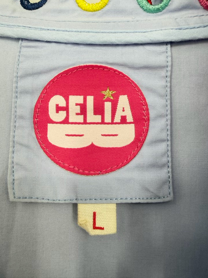 CELIA B Size L Periwinkle Eyelet Detail Dress
