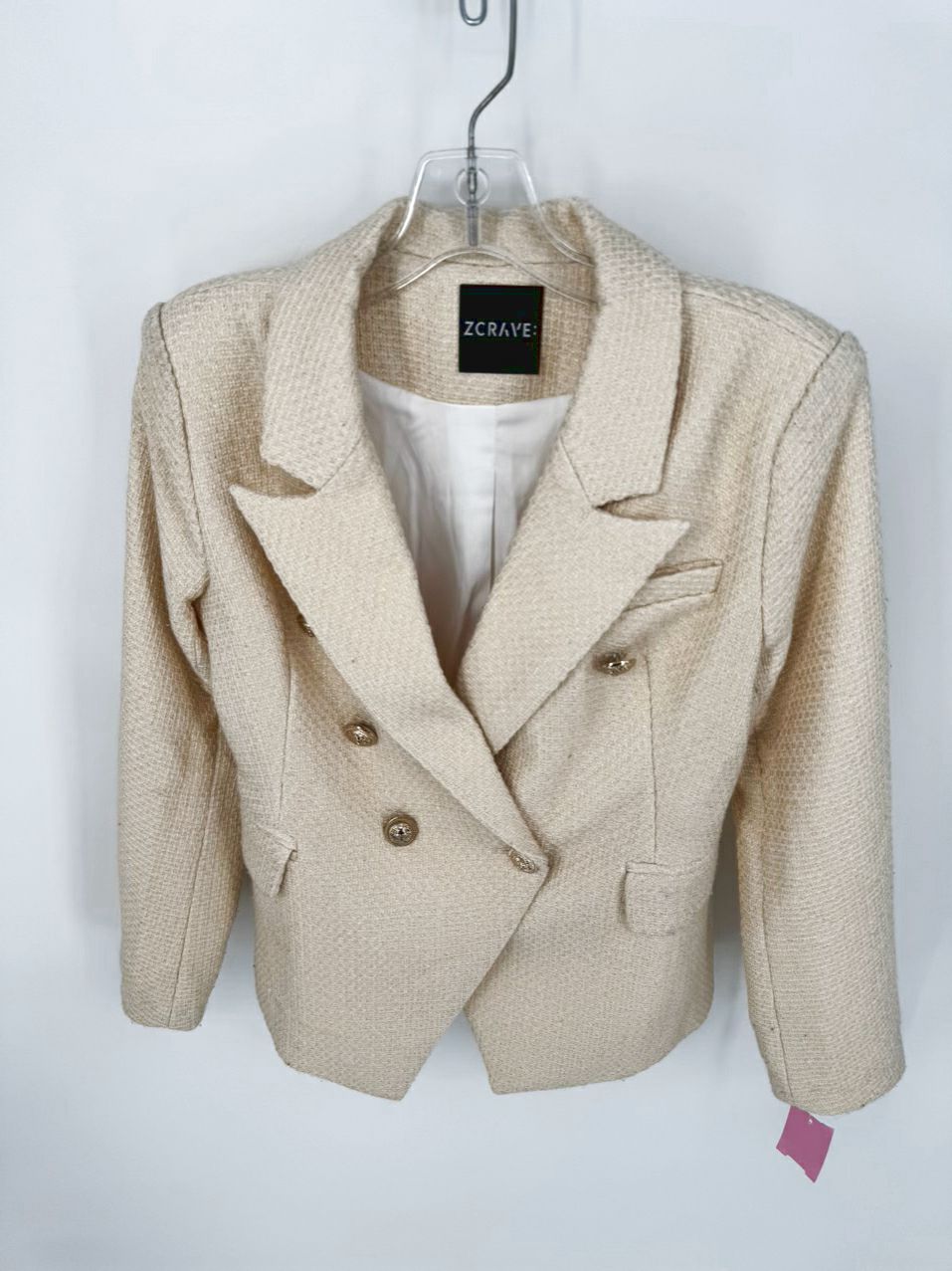 ZCRAVE Size XL Ivory Tweed Blazer