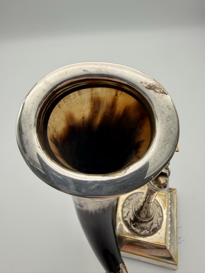 Silver Plate Pair Of Horn Cornucopia Vases