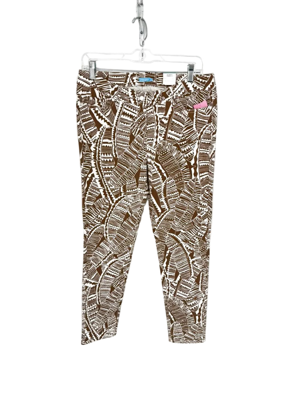 J MCLAUGHLIN Wmn's Size 10 Brown & Cream Denim Print Jeans NWT