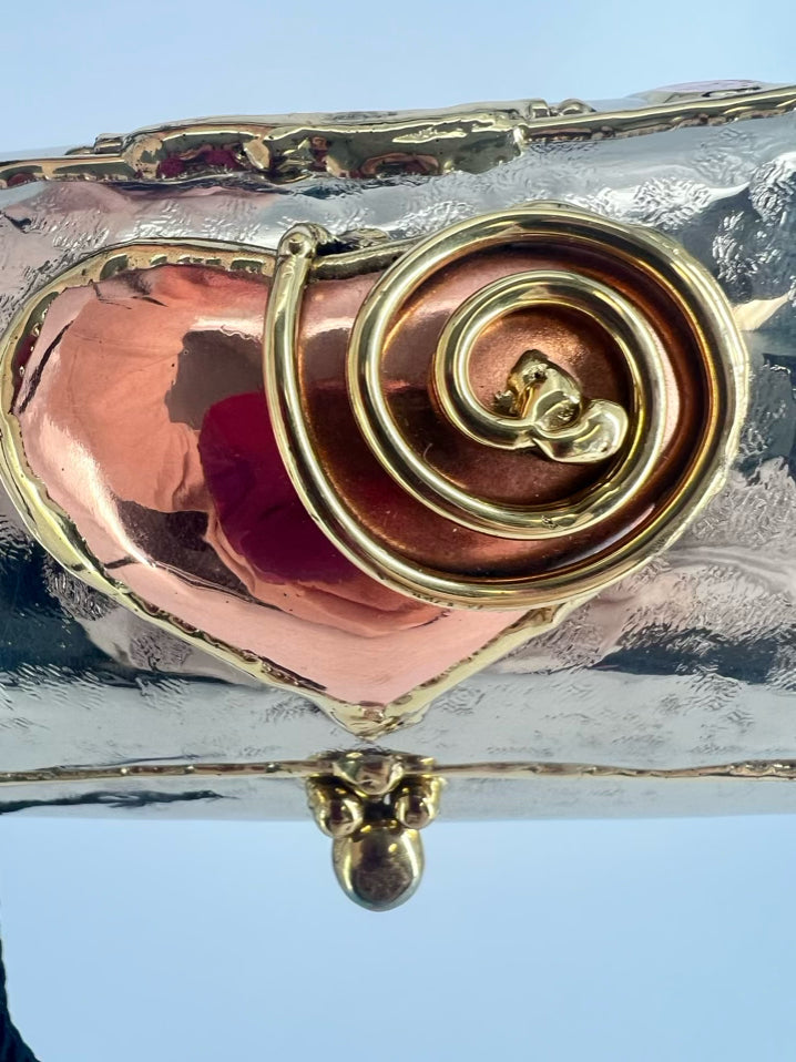 Copper Gold Tone Heart Detail Evening Bag