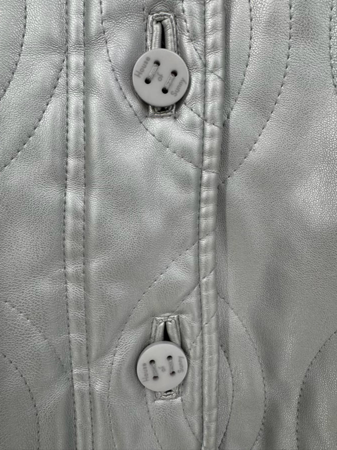 HOUSE OF SUNNY Size 6 Silver Swirl Fleece-Lined Coat