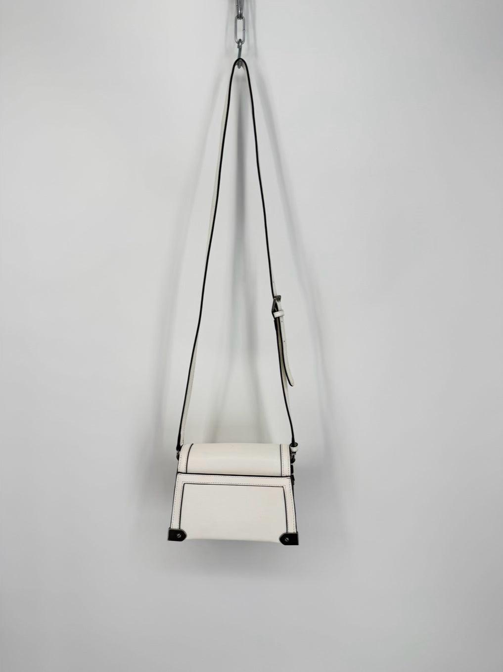 KARL LAGERFELD White Leather Patches Crossbody Bag