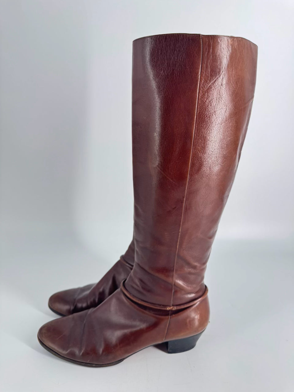 SALVATORE FERRAGAMO Size 9 Chestnut Leather Boots