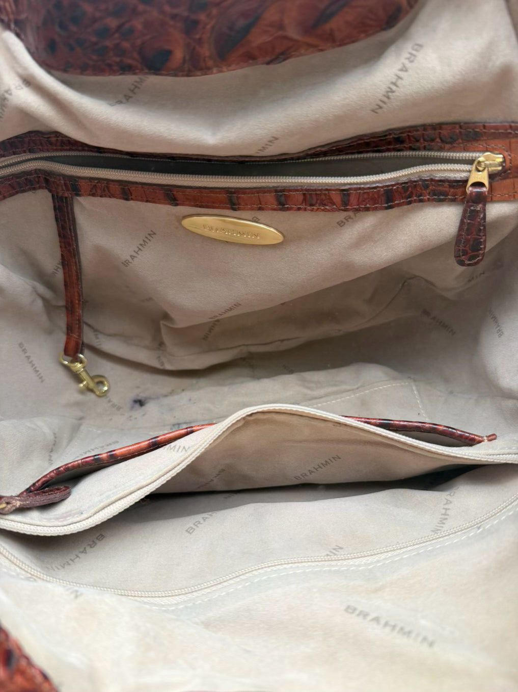 BRAHMIN Almond Leather Embossed Purse