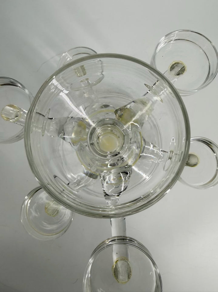 Clear Blown Glass Six Arm Epergne Candleholder