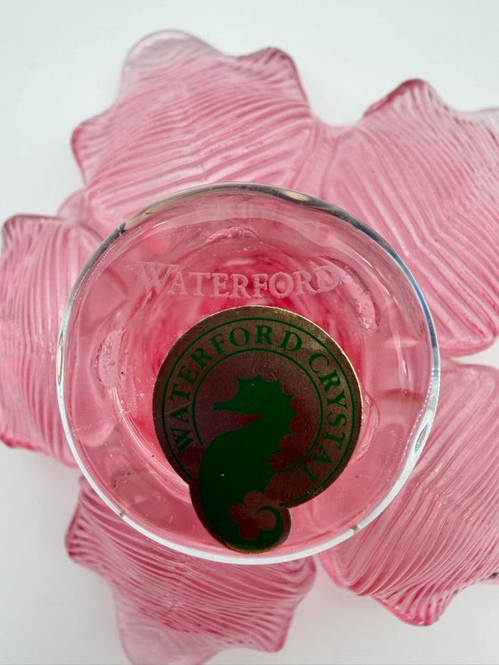 WATERFORD Pink Crystal Flower Paperweight