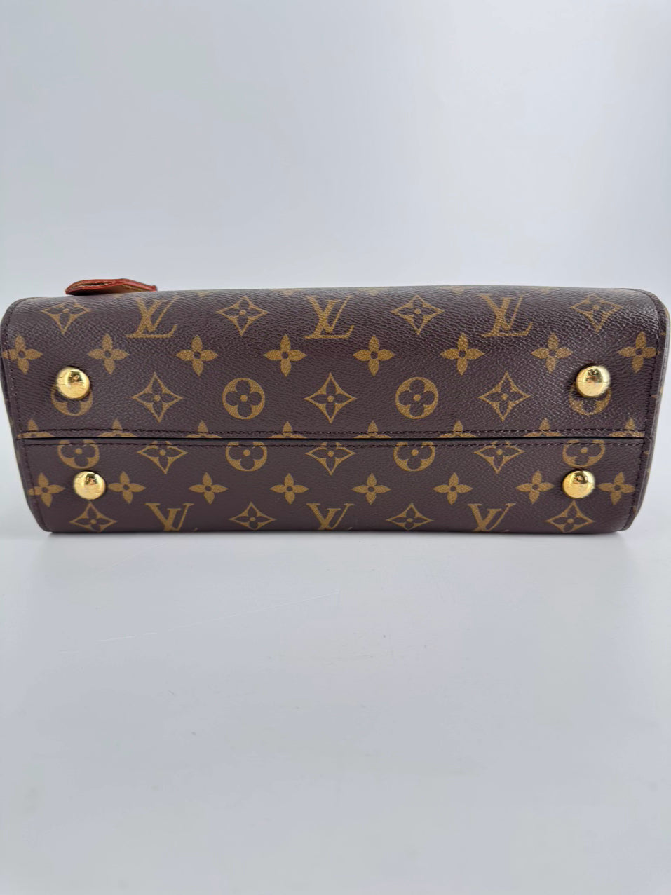 LOUIS VUITTON Brown Leather Monogram Logo Cluny Purse