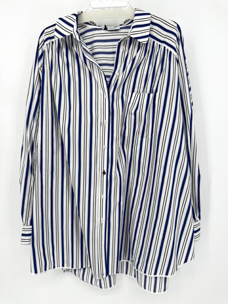DICE KAYEK Size 44 Royal Blue Stripe Oversized Blouse