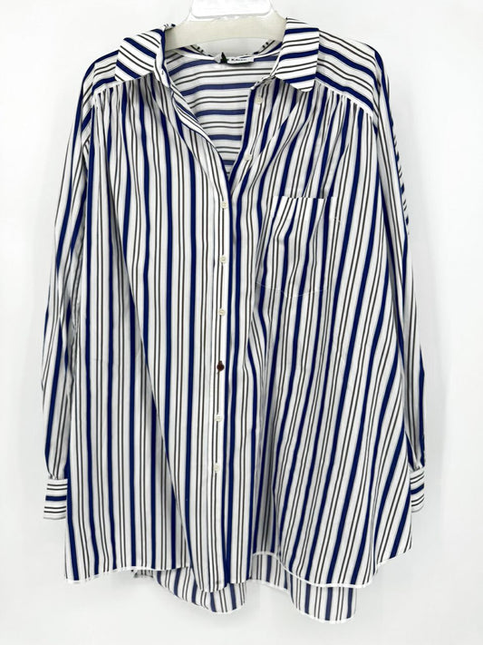DICE KAYEK Size 44 Royal Blue Stripe Oversized Blouse