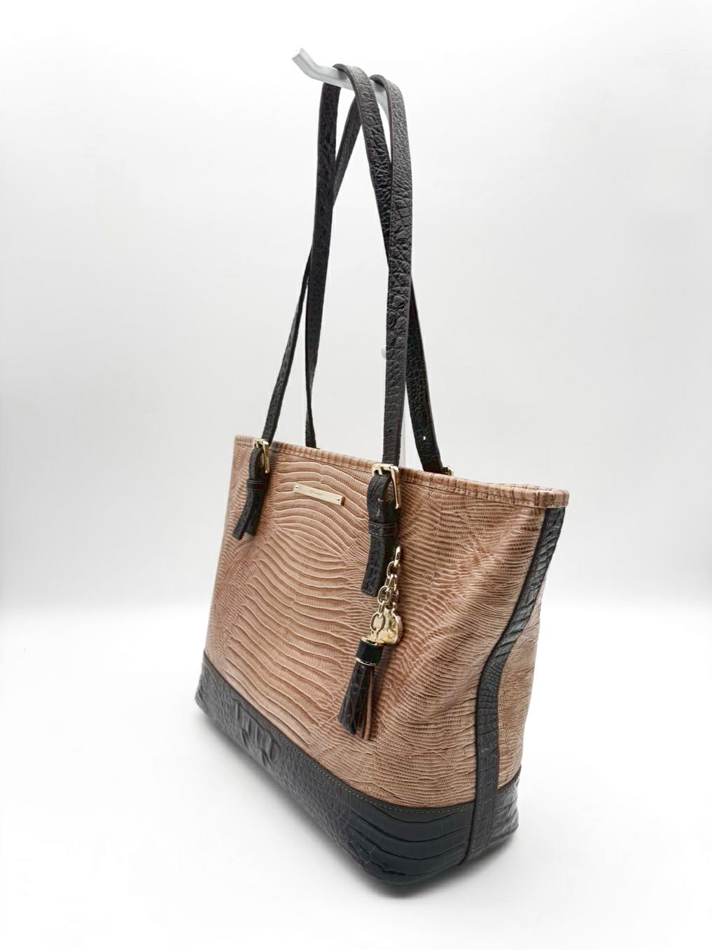 BRAHMIN Asher Medium Almond Leather Crocodile Purse
