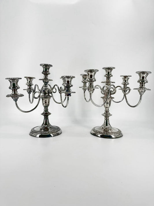 Silver Plate 4-Arm Pair of Candelabras