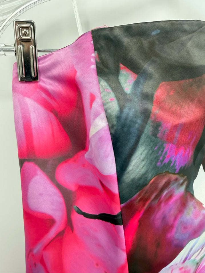 PARKER BLACK Size 8 Fuchsia Print Floral Strapless Gown NWT