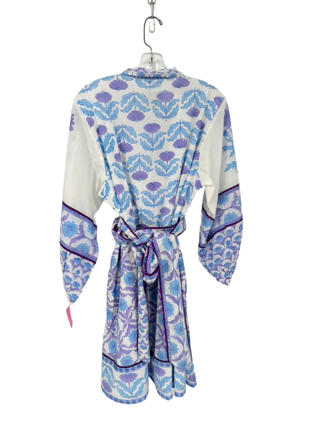 SUE SARTOR Size XL Lavender & Blue Belted Floral Dress NWT