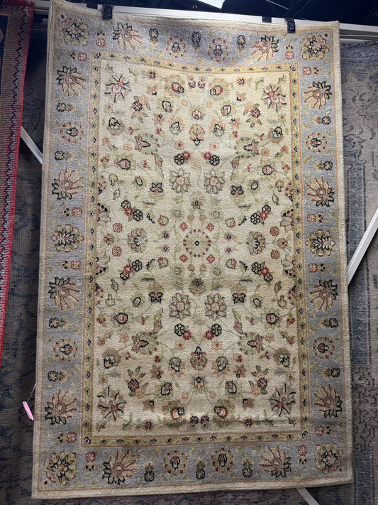 Blue & Cream Floral Area Rug