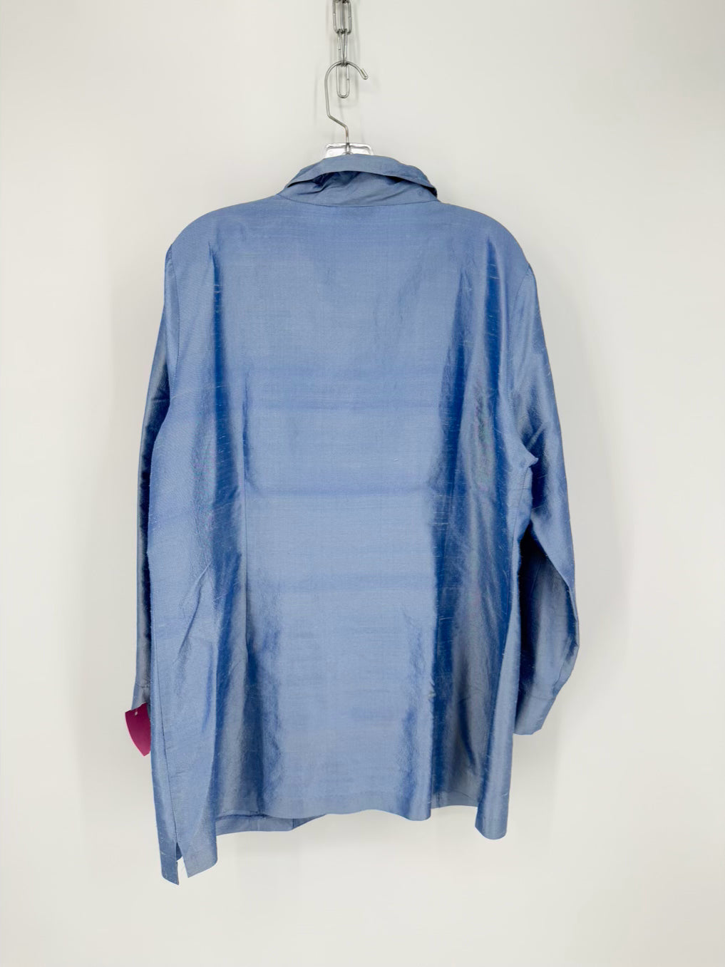 PATTY KIM Size XL Blue Metallic Silk Blazer