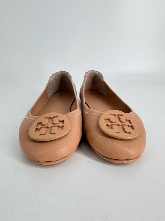 TORY BURCH Size 8 Nude Leather Flats