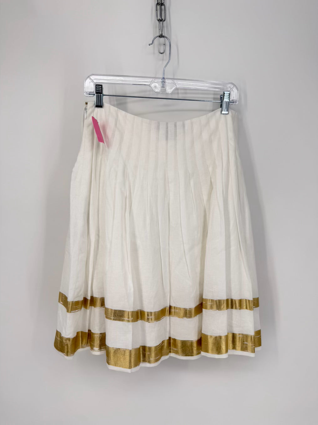 RALPH LAUREN BLACK LABEL Size 8 Cream & Gold Linen Skirt NWT