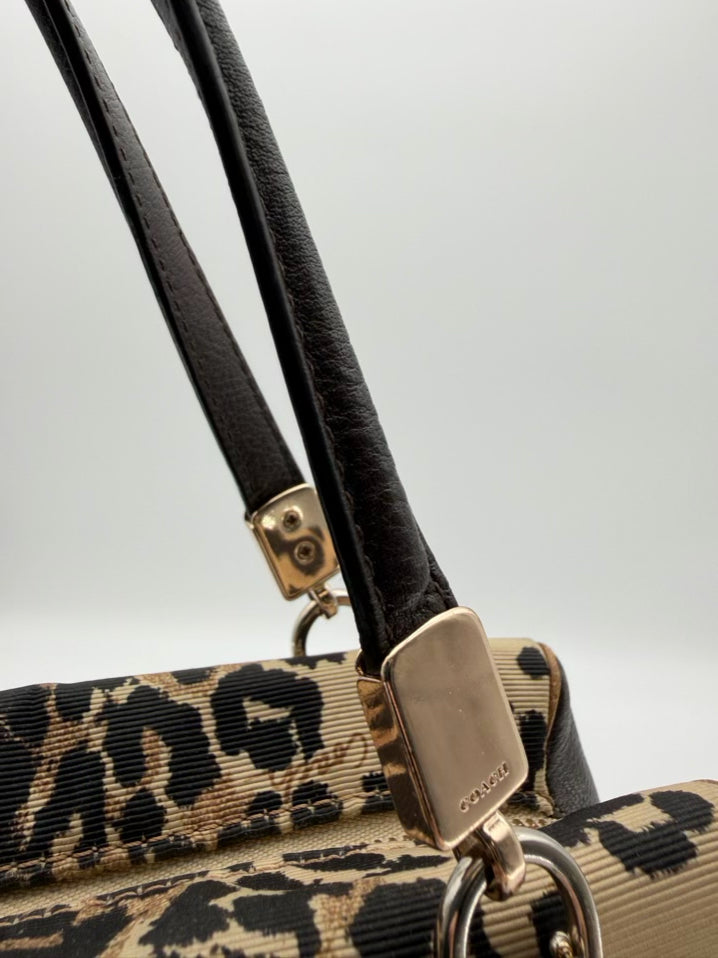 COACH Brown & Black Nylon Animal Print Purse