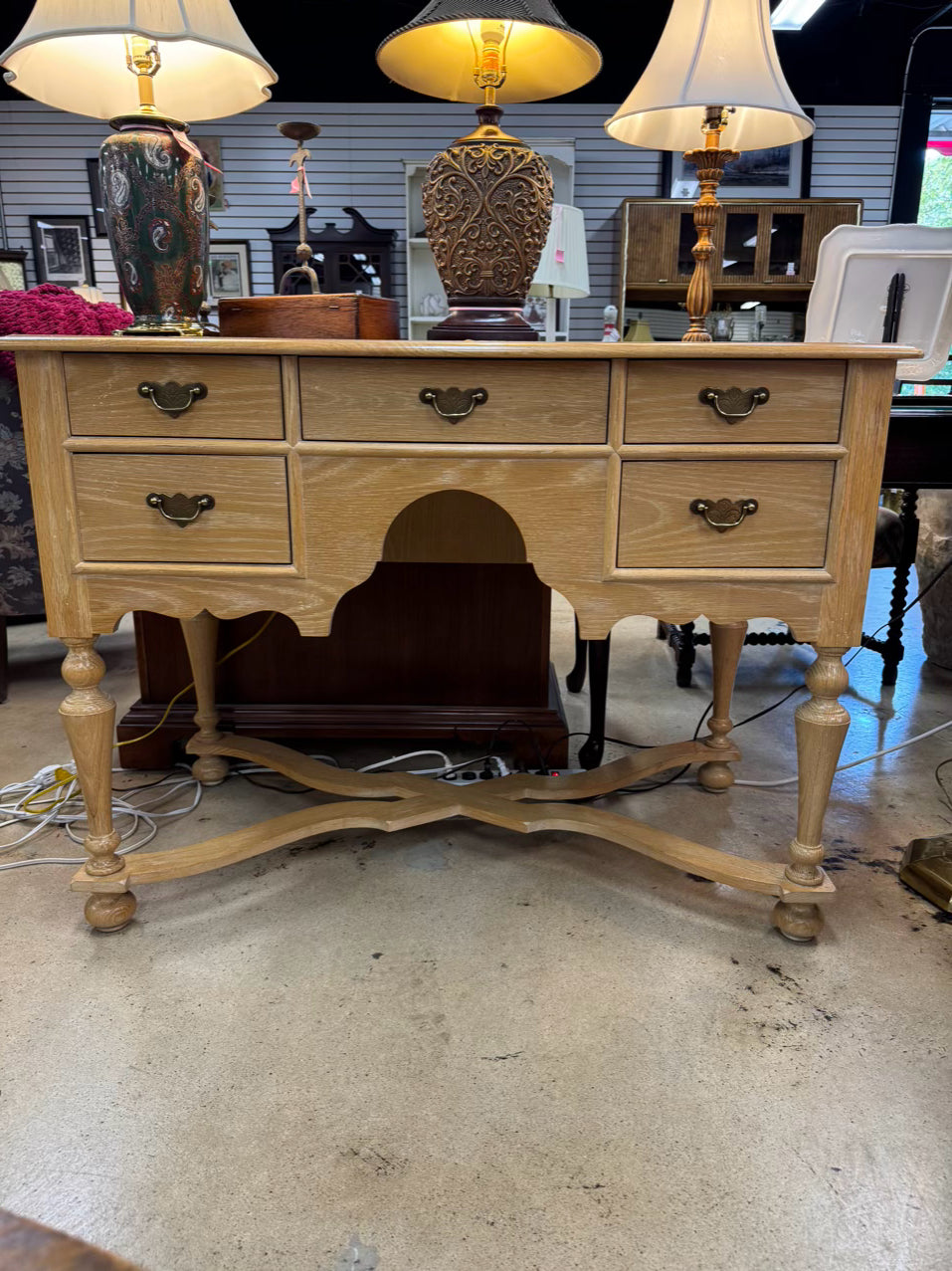 Light Oak Desk w/ Stretchers on Bottom
