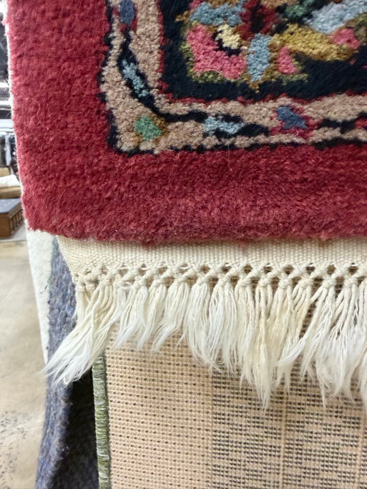 MERIDIAN Oriental Red, Black & Blue Wool Area Rug w/ Fringe