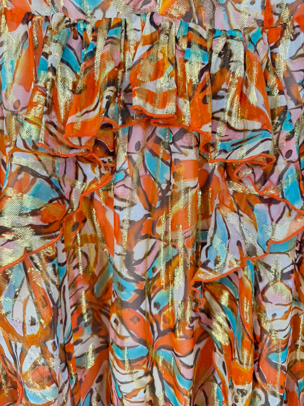 MARIE OLIVER Size 6 Orange Metallic Print Jayda Dress NWT