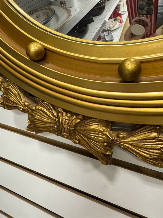 STROUPE MIRROR CO. Gold Wood Federal Eagle Convex Mirror