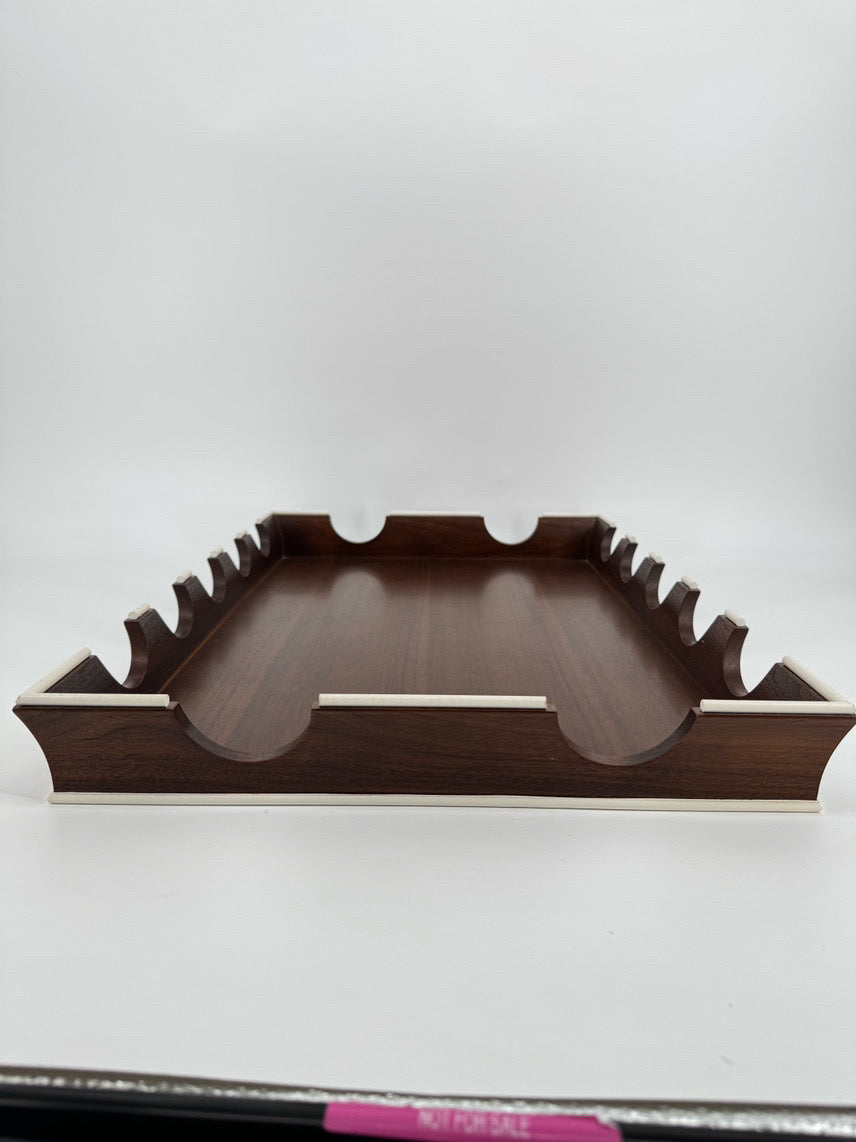 Brown & White Wood Scallop Edge Tray